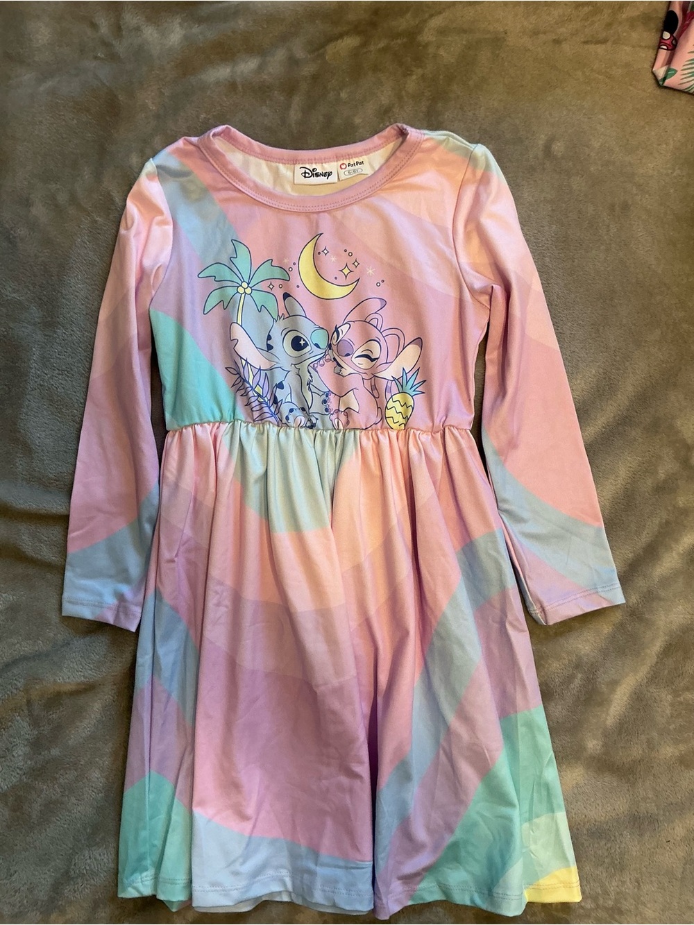 Disney Pastel Pink Stitch & Angel Long Sleeve Dress